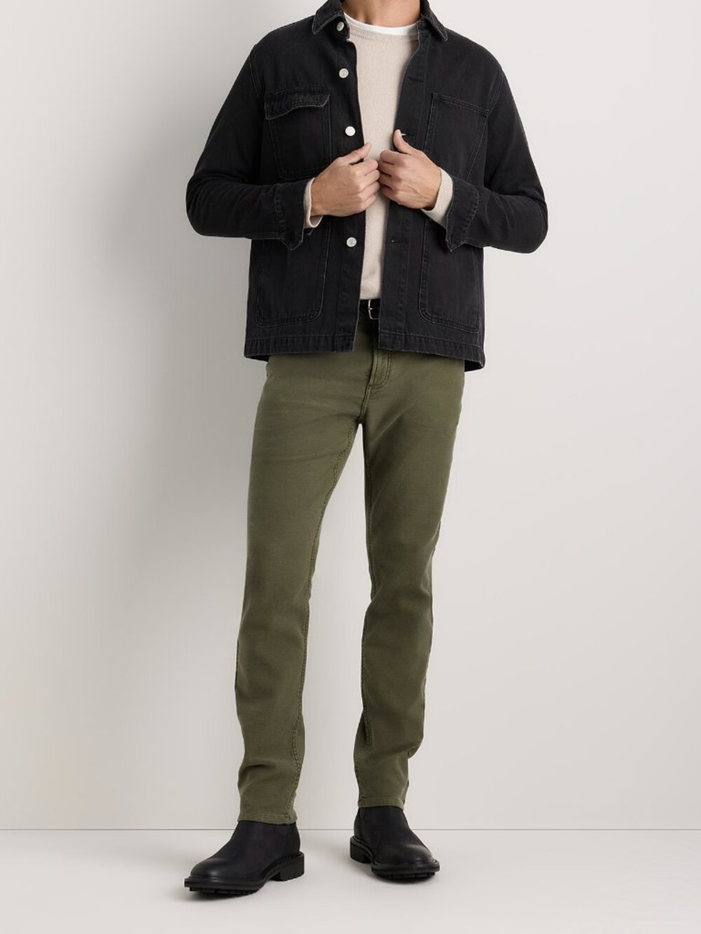 Quince French Terry Slim Fit Pants in Olive